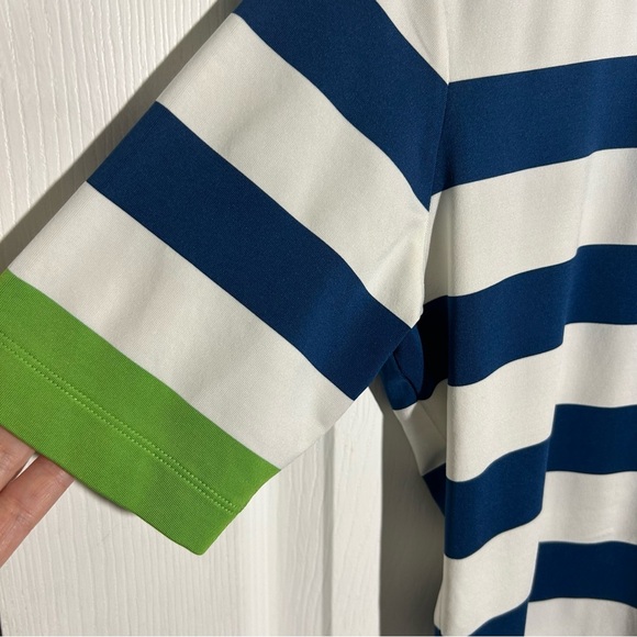 Nike Women's Size Medium Blue White Striped Short Sleeve Dri-Fit Golf Polo - Picture 4 of 12